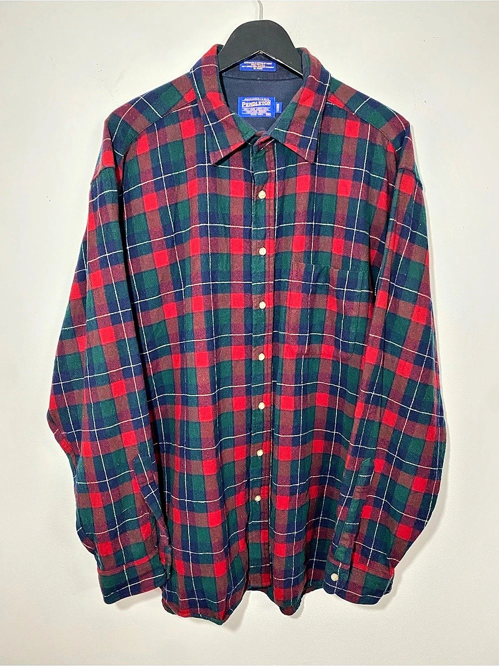 Pendleton Vintage Board Shirt Kilgore Tartan Plaid Wool Shirt Size XXL long
